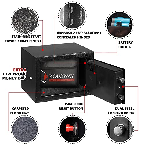 Black Steel Safe Box with Key Digital Keypad Lock Z653473