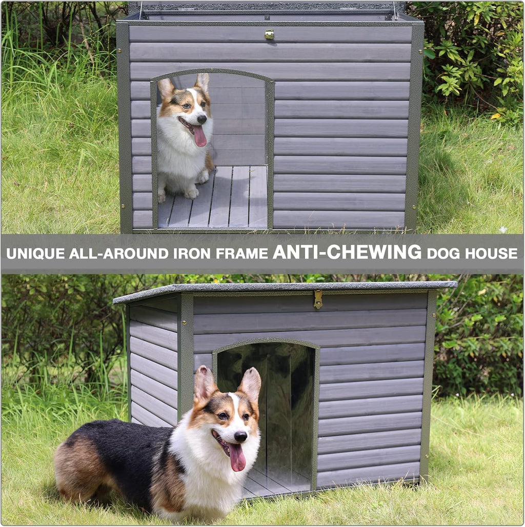 Natural Wood Waterproof Insulated Dog House D527452