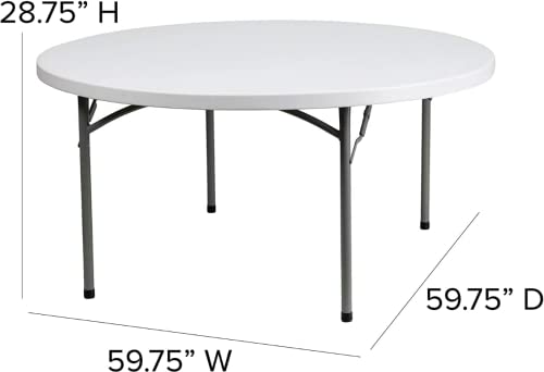 5 Pack 72" Round White Plastic Folding Table O8100
