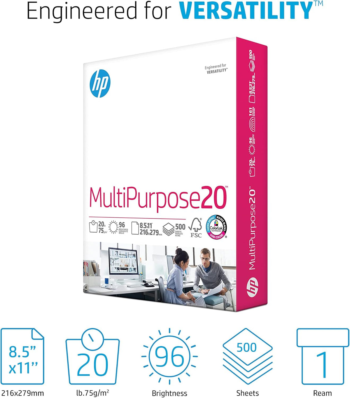8.5 x 11 20 lb 96 Bright 500 Sheets Paper E1590