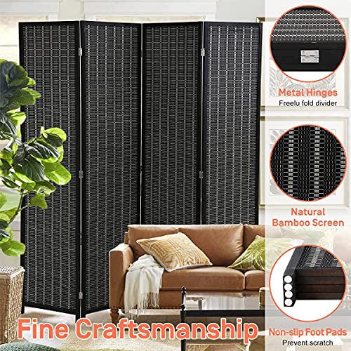 Black 6 Panel Folding Room Divider, 17.7" Wide G115094