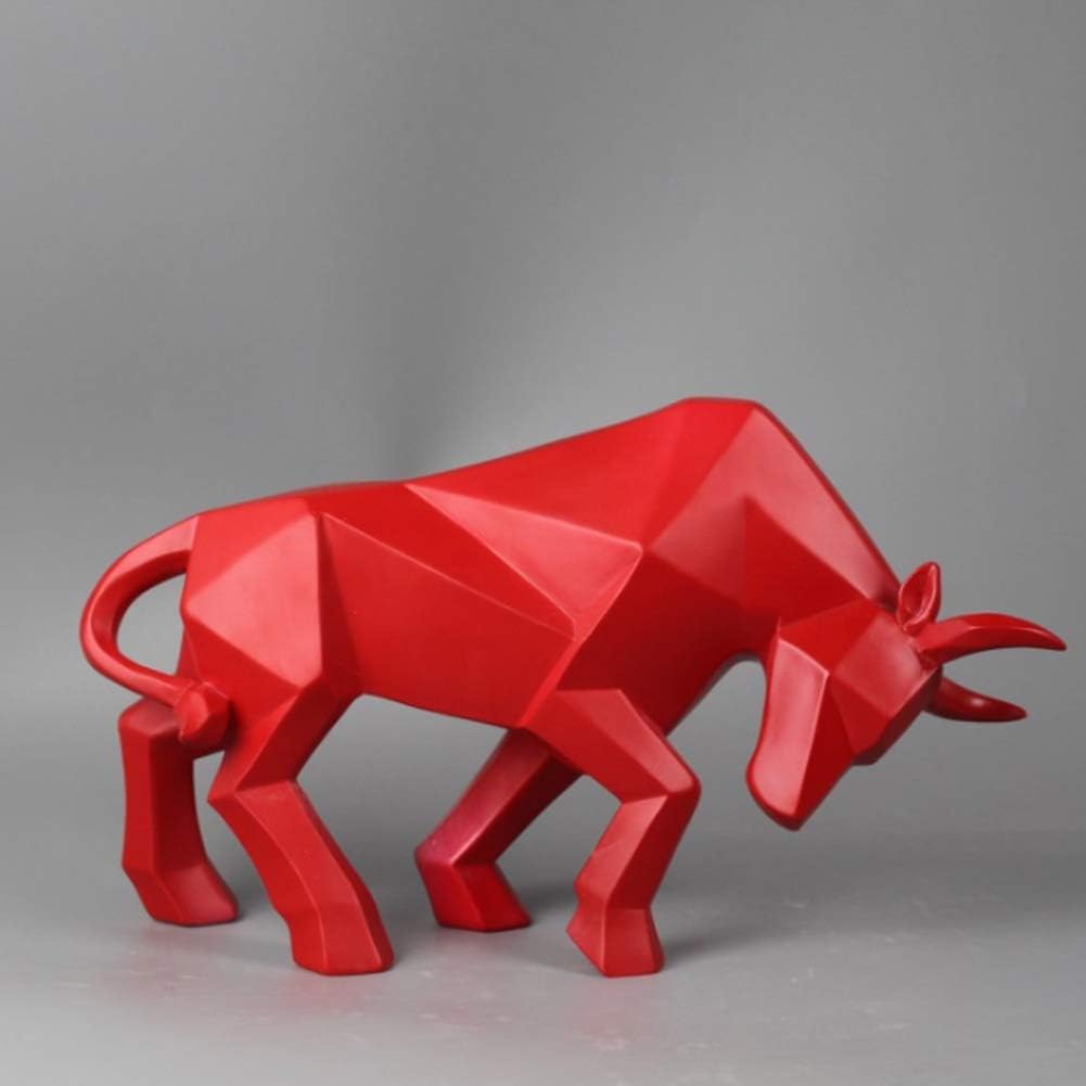 Geometric Ox Statue Ornament Animal Figurine B694