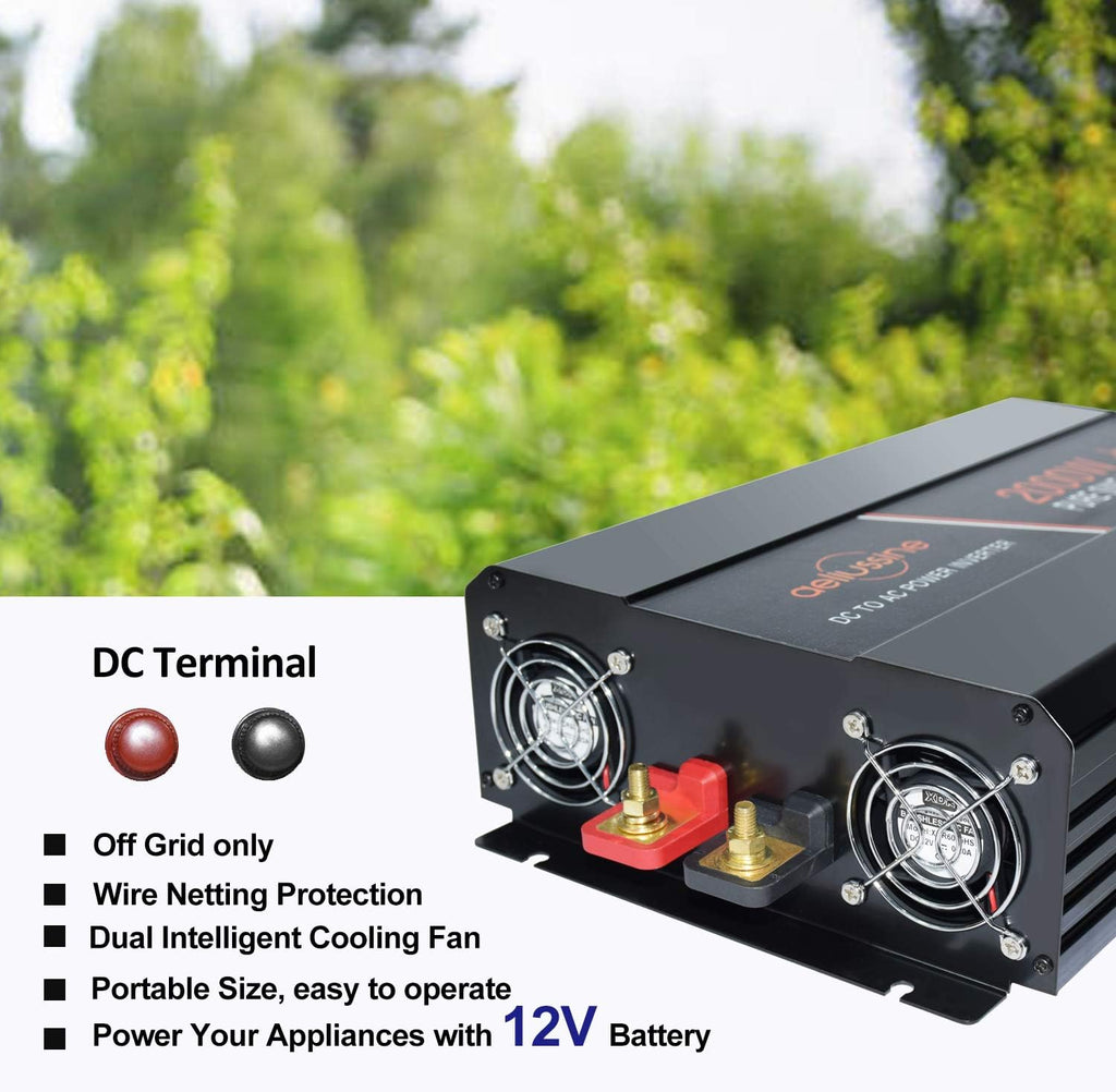 2000 Watt Pure Sine Wave Inverter 12v dc to ac 120v with LCD Display J5795
