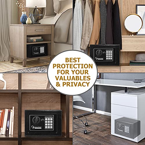 Black Steel Safe Box with Key Digital Keypad Lock Z653473