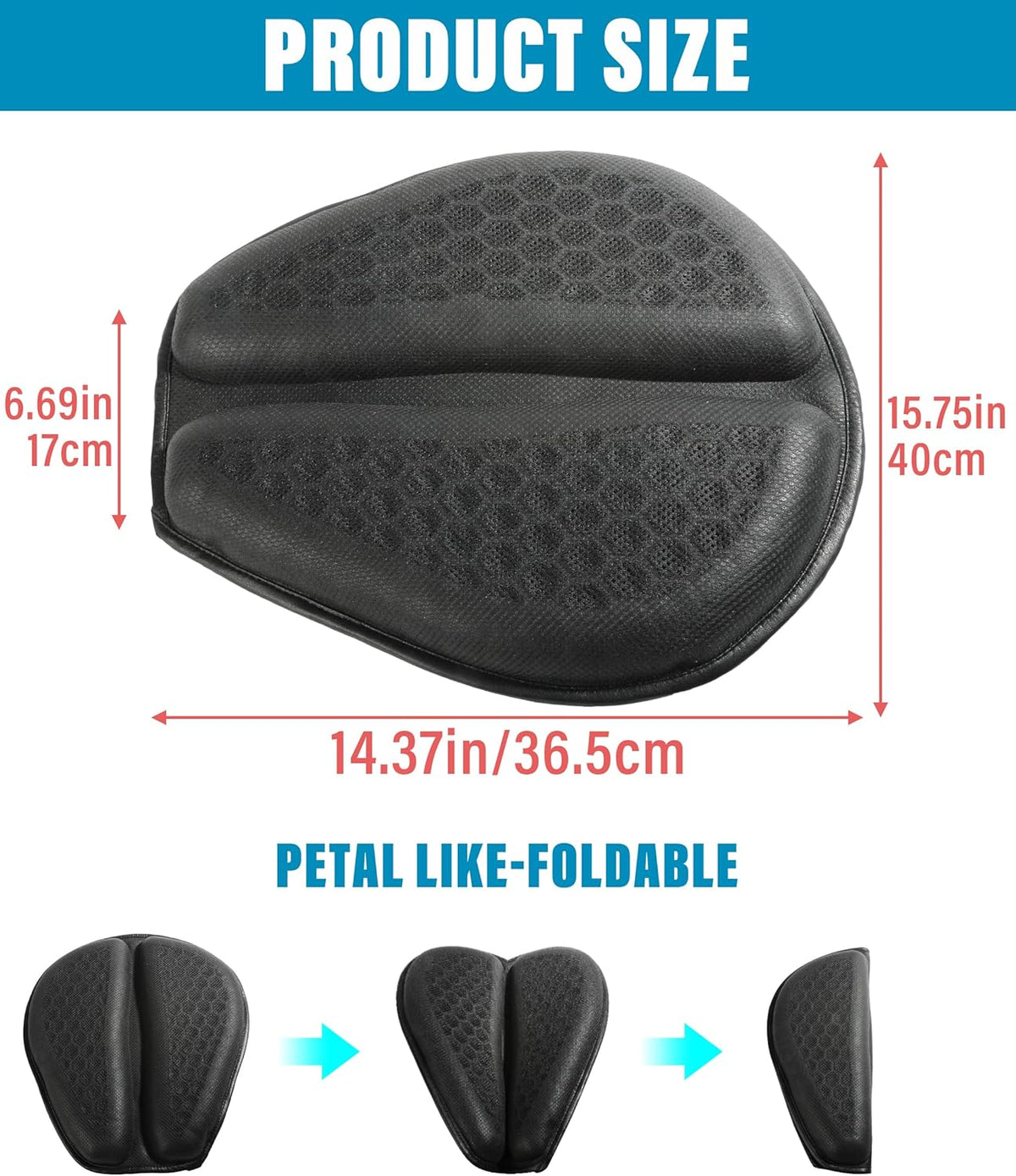 Motorcycle Gel Seat Pad with 3D Honeycomb Breathable Seat Cover P7682