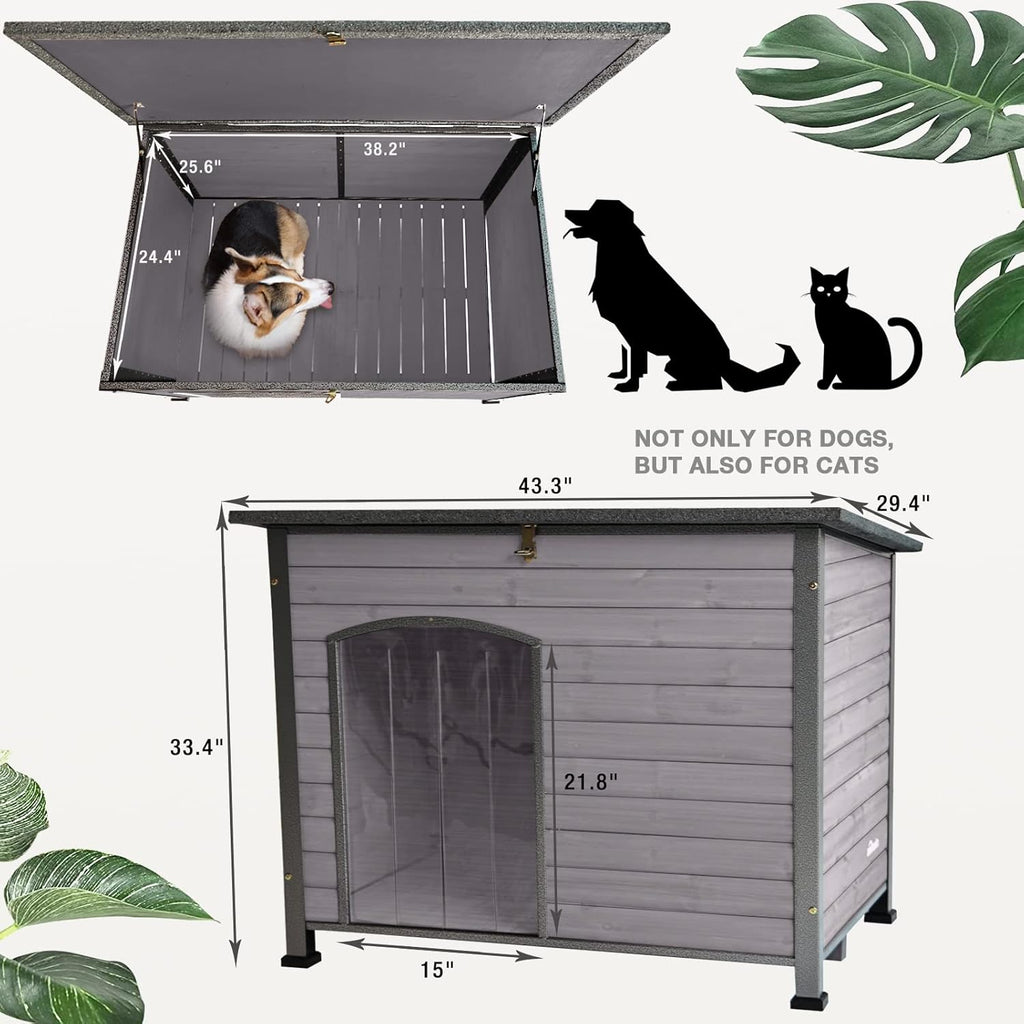 Natural Wood Waterproof Insulated Dog House D527452