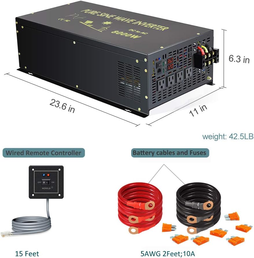 8000 Watt Pure Sine Wave Inverter 48V DC to 120V AC O63050