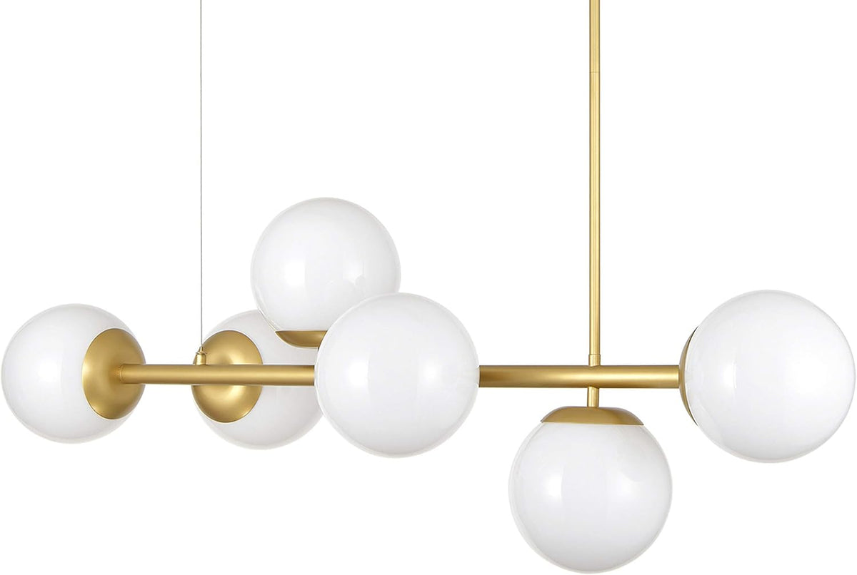 46 inch Satin Brass Frosted Glass Globe Chandelier B99521