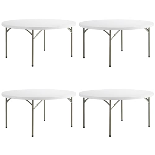 5 Pack 72" Round White Plastic Folding Table O8100
