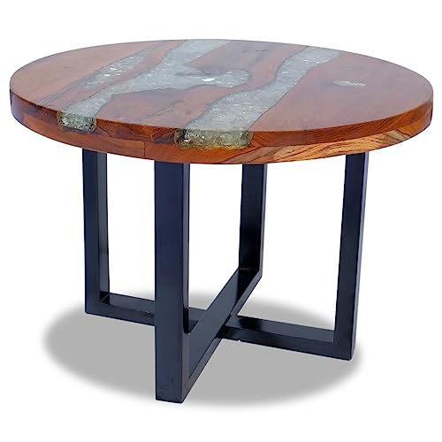 Teak Resin Round Coffee Table 23.6" B869316