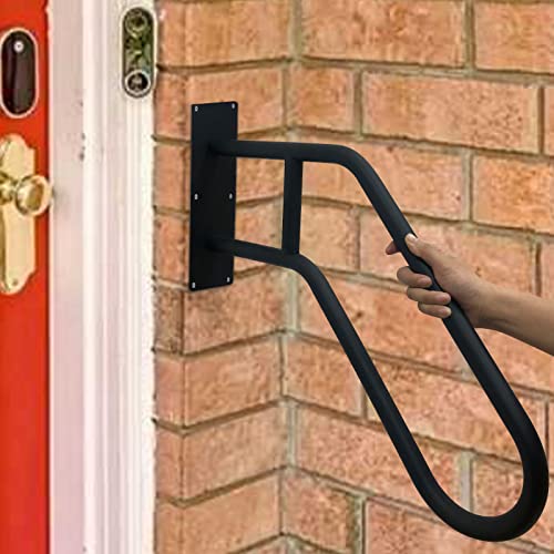 Outdoor Handrail Wall Mount, Polished White Finished Grab Bars, 28.7" Length Iron Pipe I615869