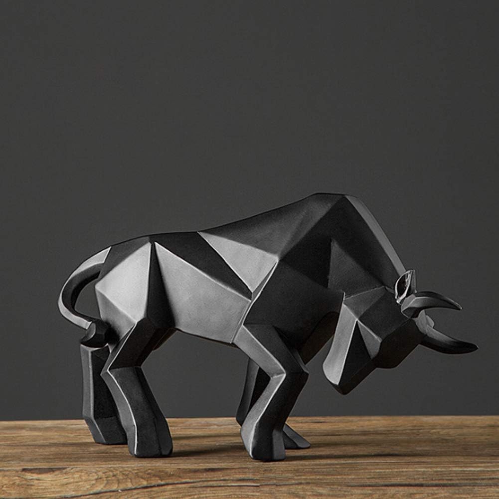 Geometric Ox Statue Ornament Animal Figurine B694