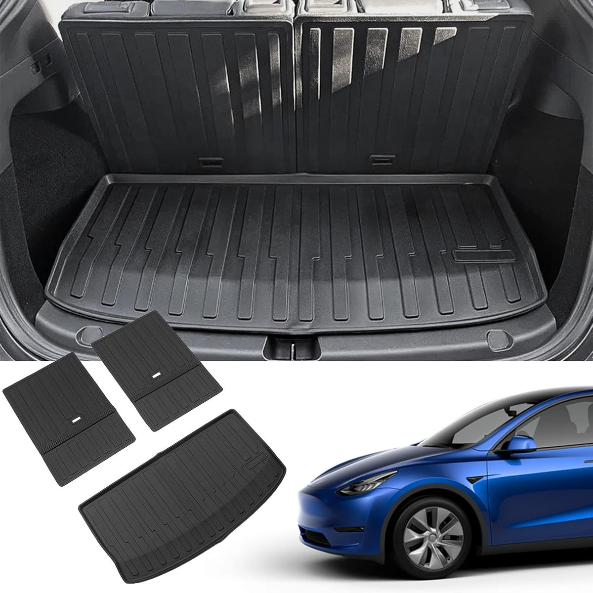 Tesla Model Y All Weather Trunk Mats Cargo Liners Set of 3 H34580