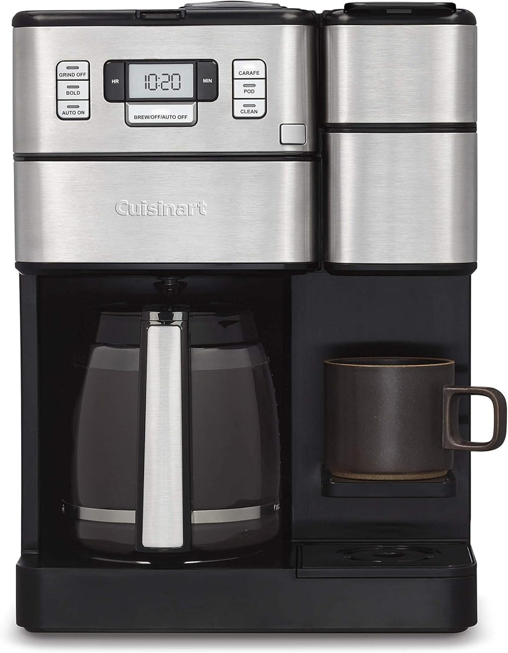 Black/Silver Coffee Center with Built-in Coffee Grinder, Coffeemaker and Single-serve Brewer P312302