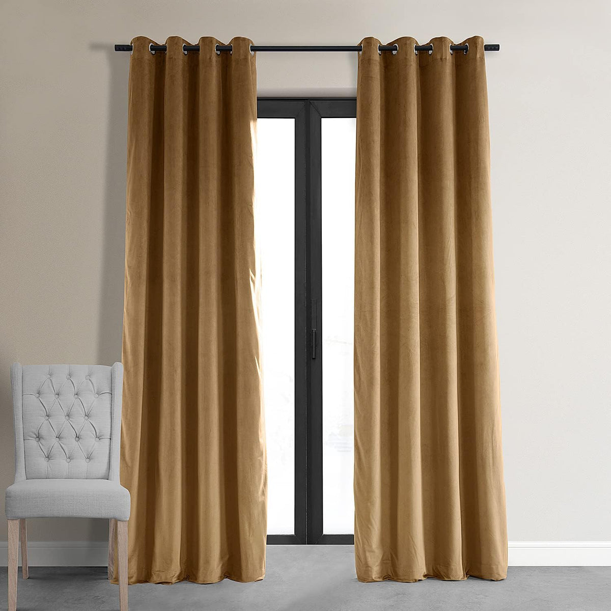 Amber Gold Blackout Velvet Curtains 50 X 96 K8322