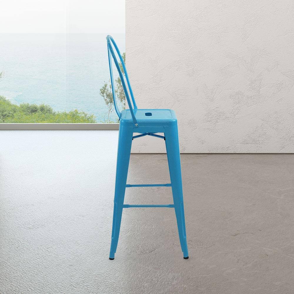 White Cafe Bar Stool with High Back W62998