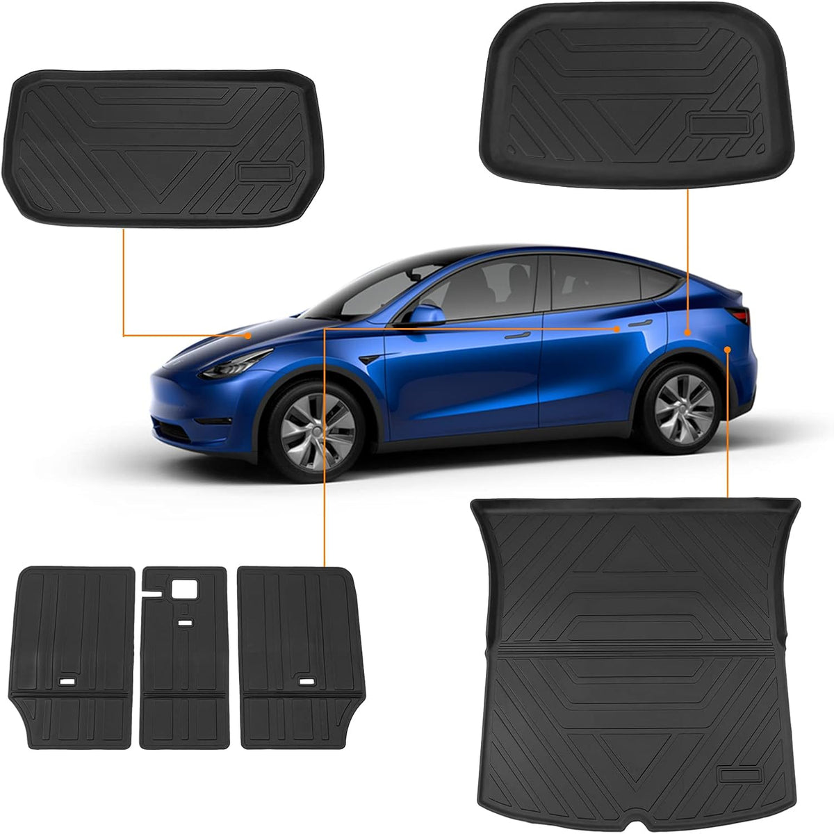 Tesla Model Y All Weather Trunk Mats Cargo Liners Set of 3 H34580