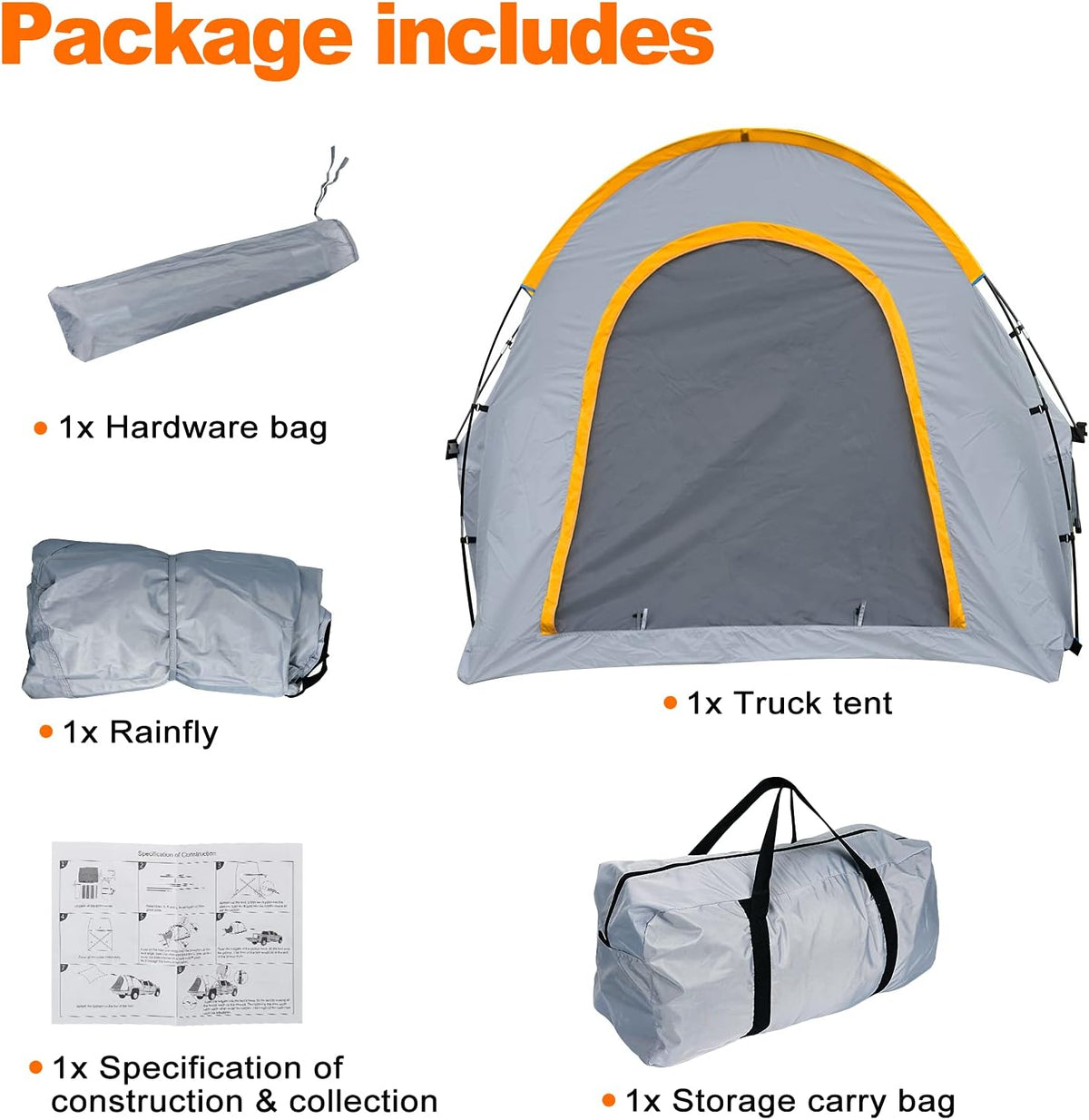 Pickup Truck Bed Tent with Removable Rainfly and Carrying Case V4240