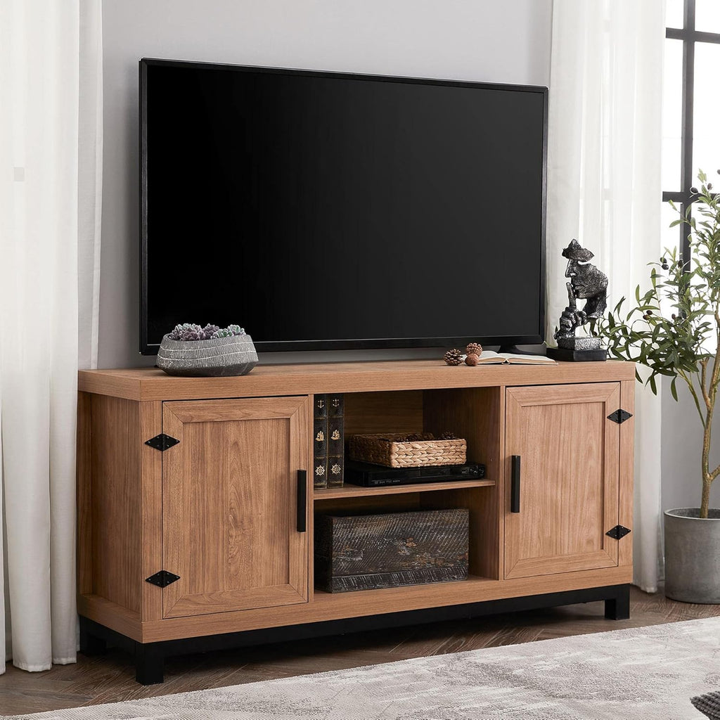 60 Inch Mango Wood TV Stand with 6 Storages H555