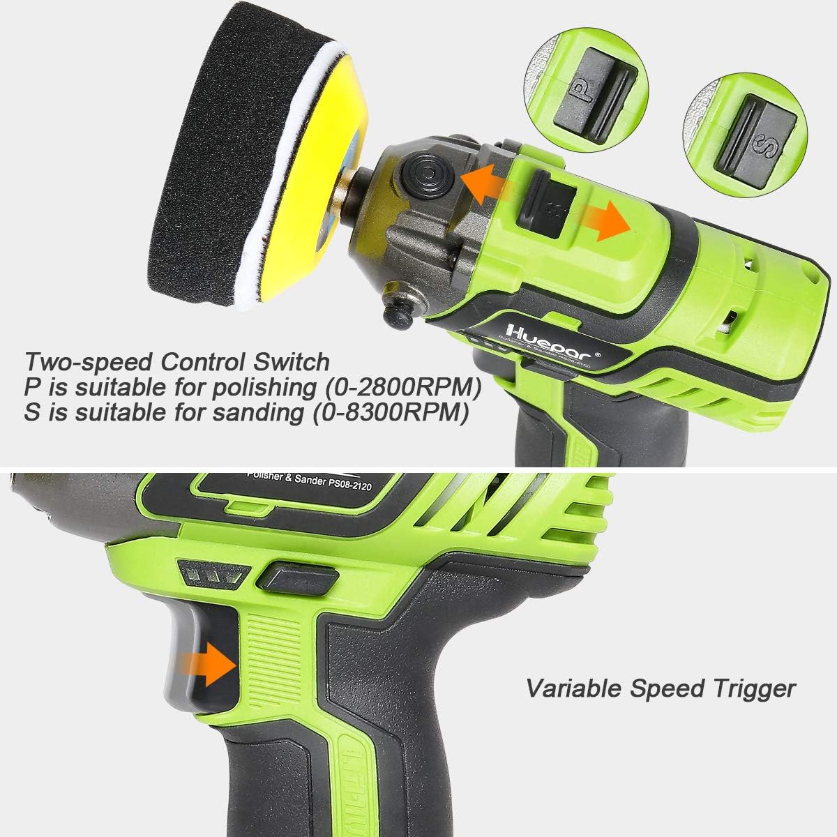 3-inch Cordless Variable Speed Polisher/Sander with 2 Li-ion Batteries F2745