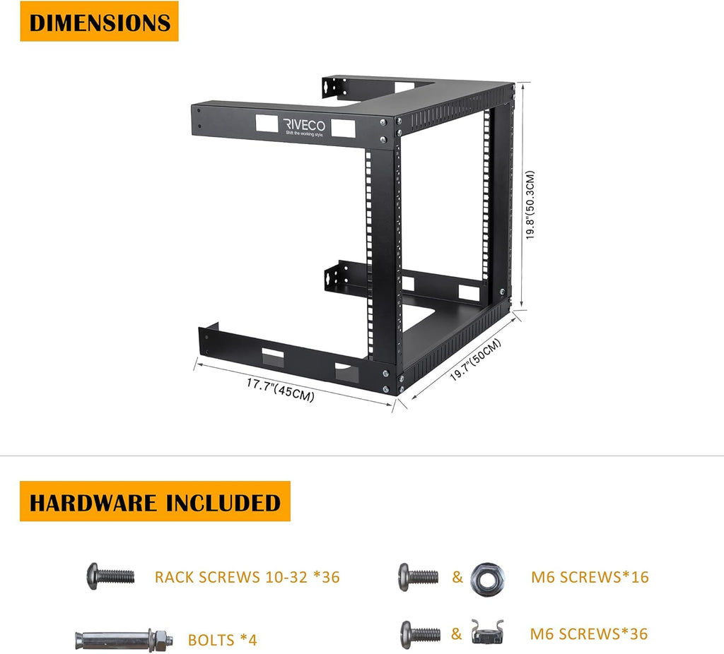 12U 19 Wall Mount Server Rack Black O6792
