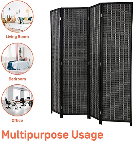 Black 6 Panel Folding Room Divider, 17.7" Wide G115094