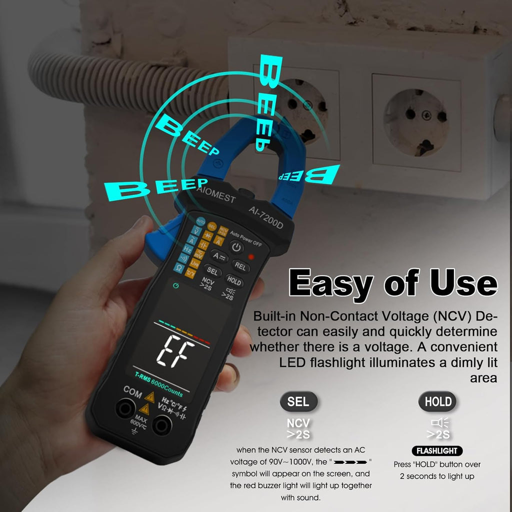 6000 Counts Auto-Range True-RMS Digital Clamp Meter P602