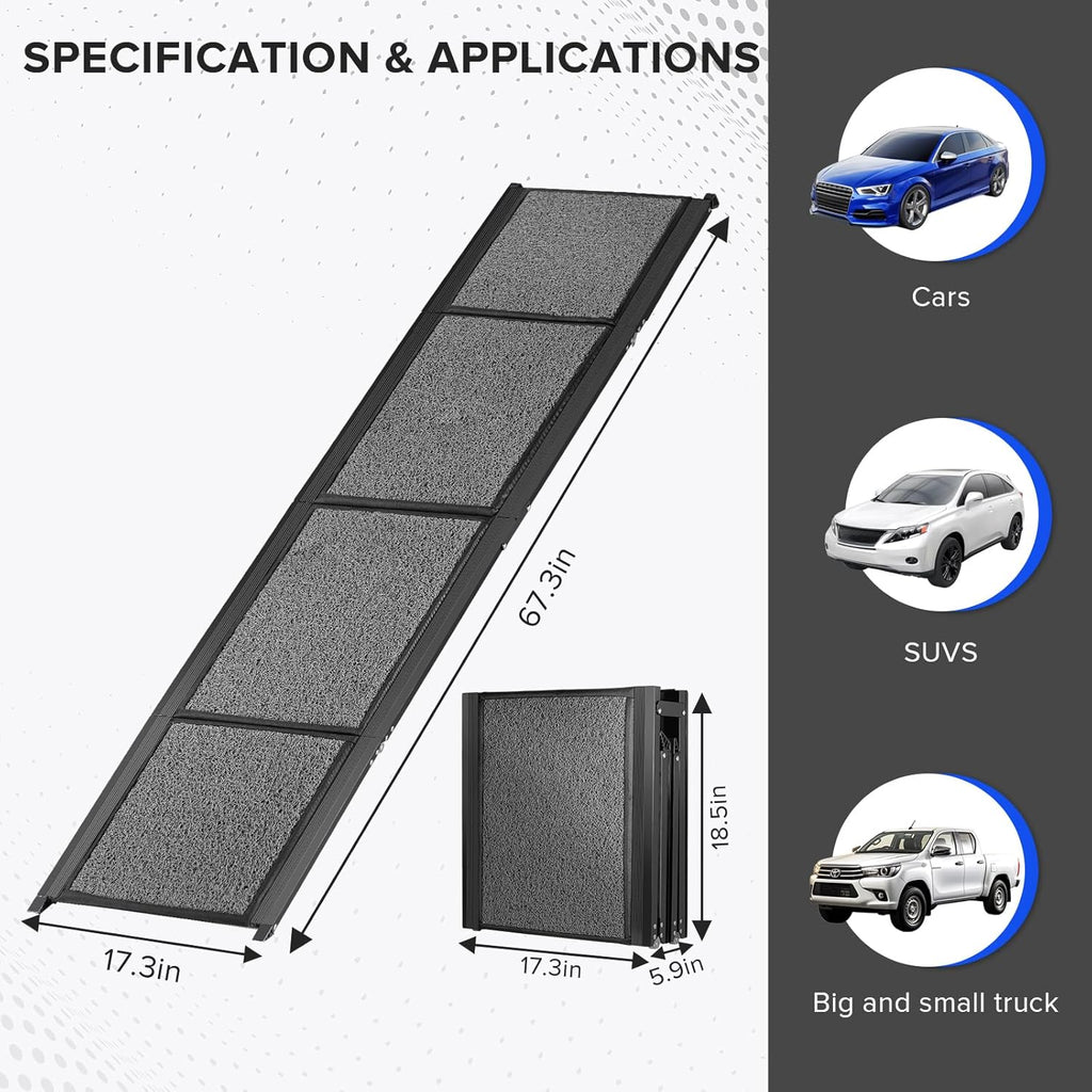 67’’ Foldable Dog Car Ramp with Non-Slip Surface J515893
