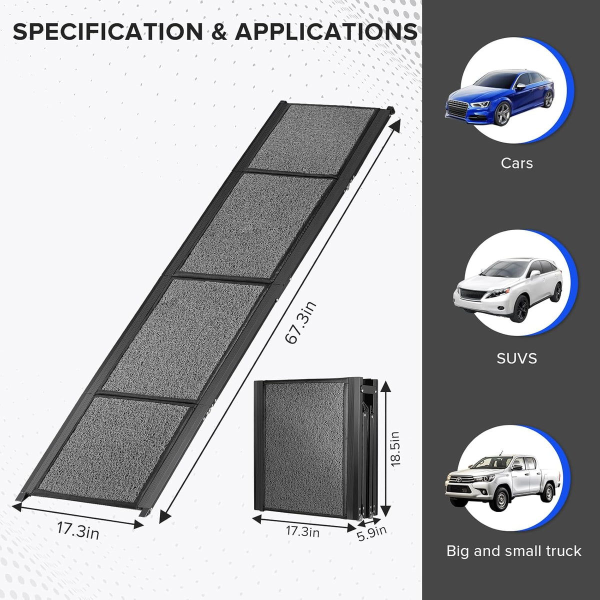 67’’ Foldable Dog Car Ramp with Non-Slip Surface J515893