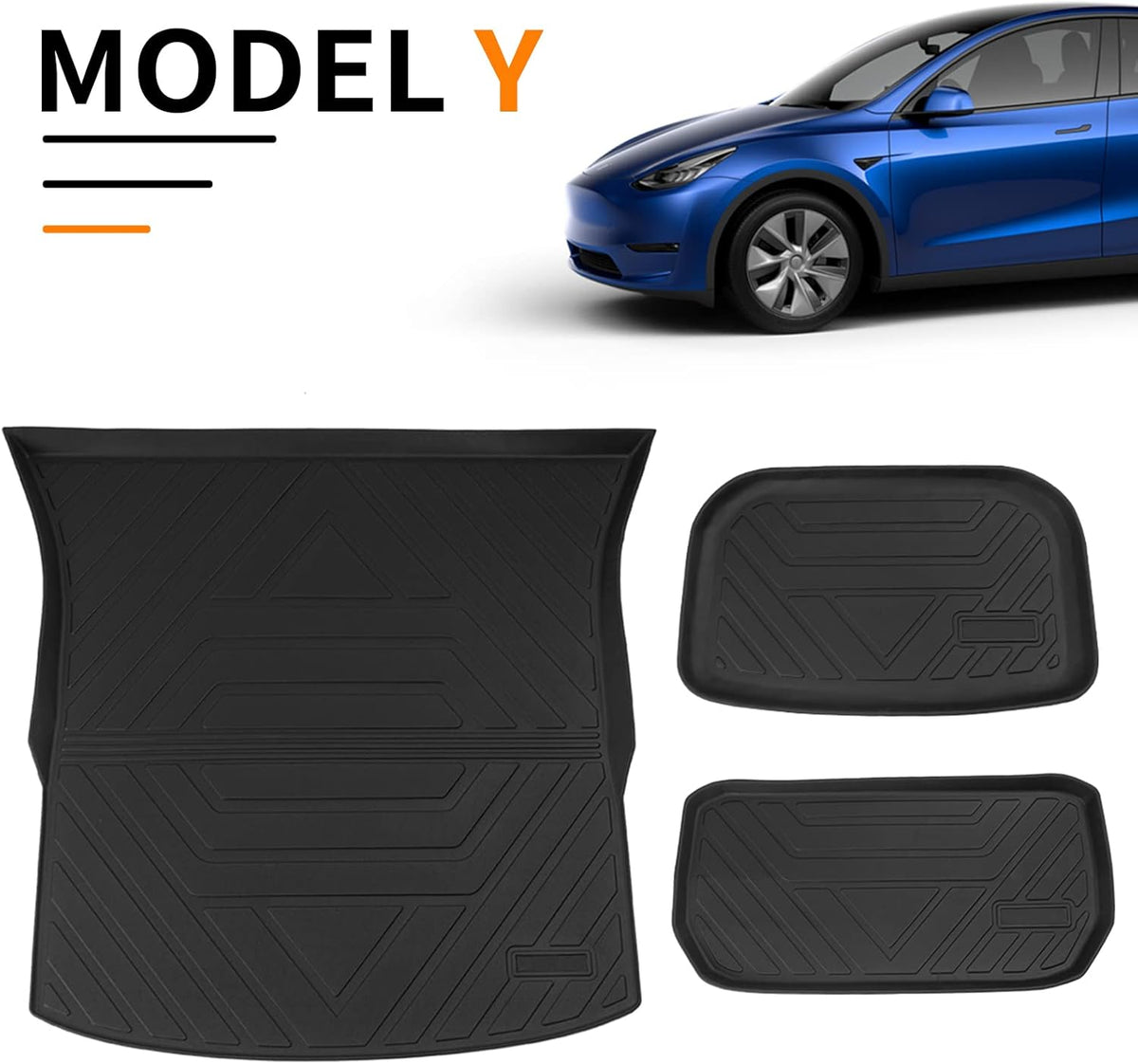 Tesla Model Y All Weather Trunk Mats Cargo Liners Set of 3 H34580