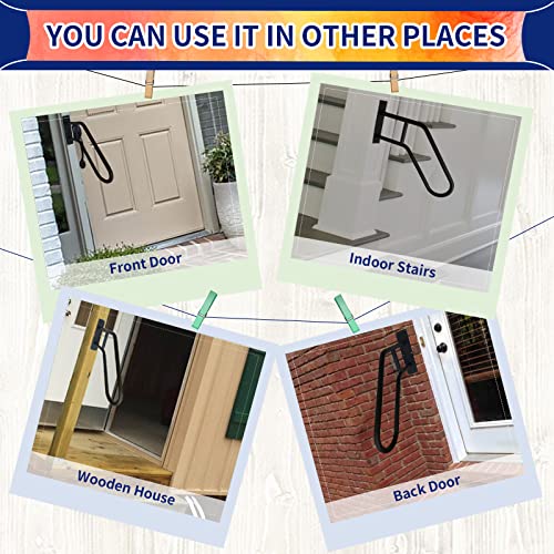 Outdoor Handrail Wall Mount, Polished White Finished Grab Bars, 28.7" Length Iron Pipe I615869
