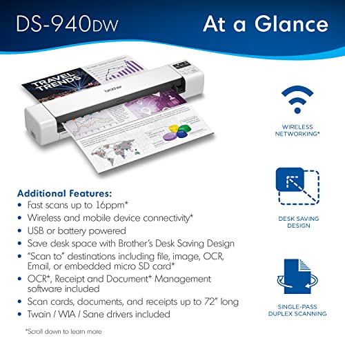 Duplex Wireless Compact Mobile Document Scanner J734