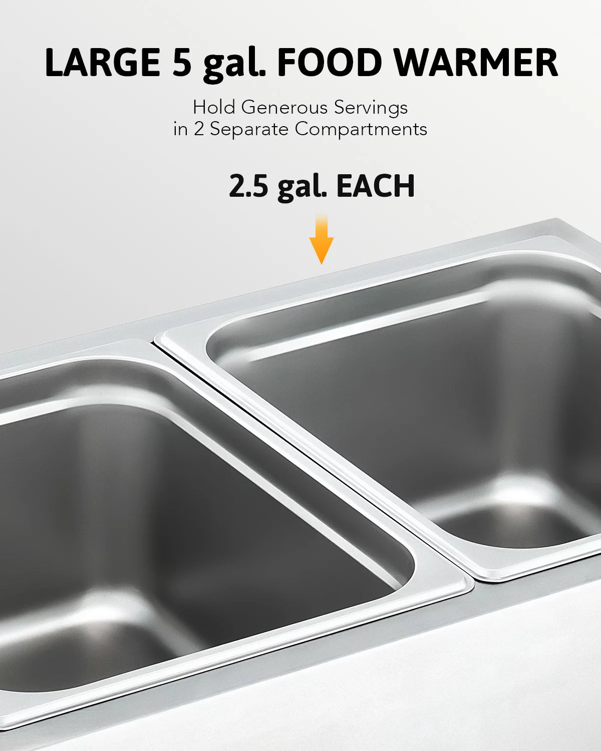 Commercial 2 Pan Bain Marie Food Warmer 1200W 20 Quart Electric Buffet Warmer X484733
