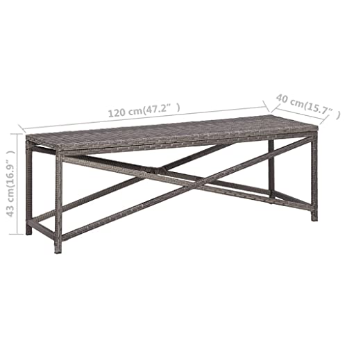 47.2" Poly Rattan Brown Patio Bench C901067