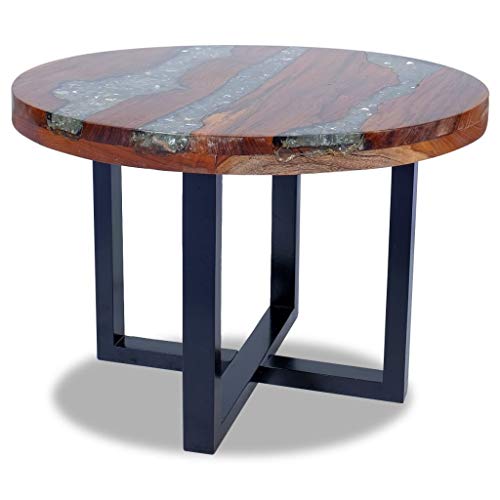 Teak Resin Round Coffee Table 23.6" B869316