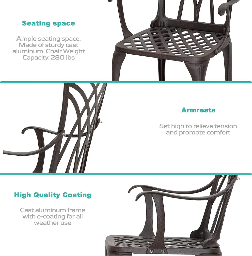 Cast Aluminum 4 Piece Patio Dining Set with Umbrella Hole J302160