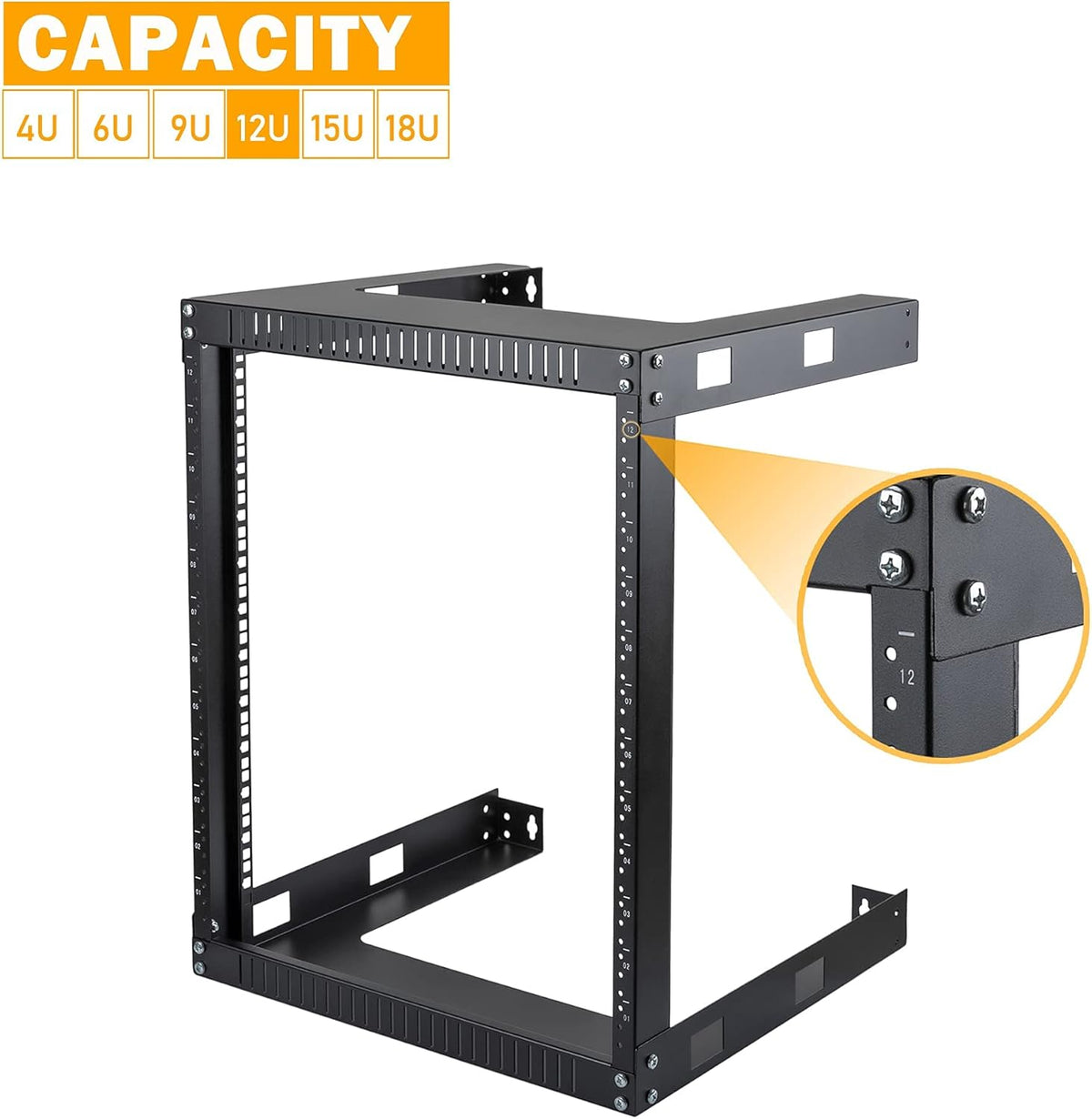 12U 19 Wall Mount Server Rack Black O6792
