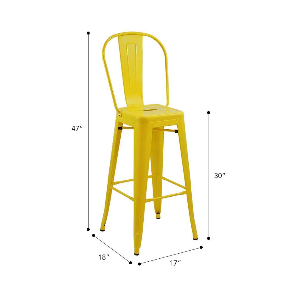 White Cafe Bar Stool with High Back W62998