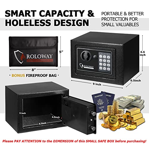 Black Steel Safe Box with Key Digital Keypad Lock Z653473