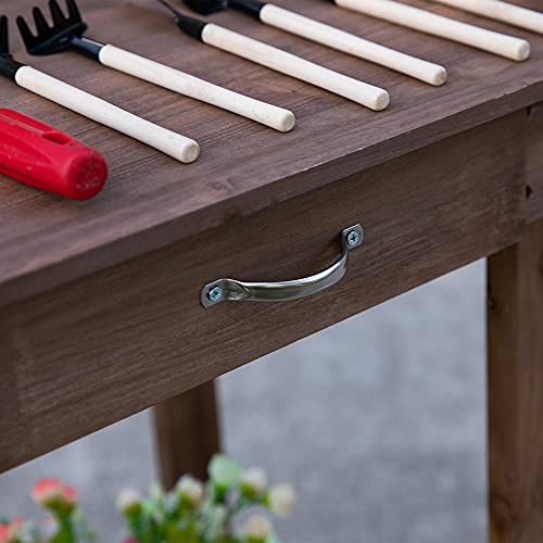 36" Wooden Potting Bench Work Table with 2 Removable Wheels, Brown J925