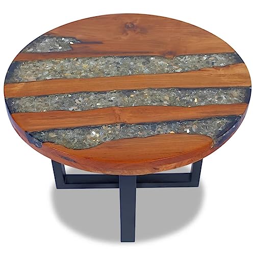 Teak Resin Round Coffee Table 23.6" B869316
