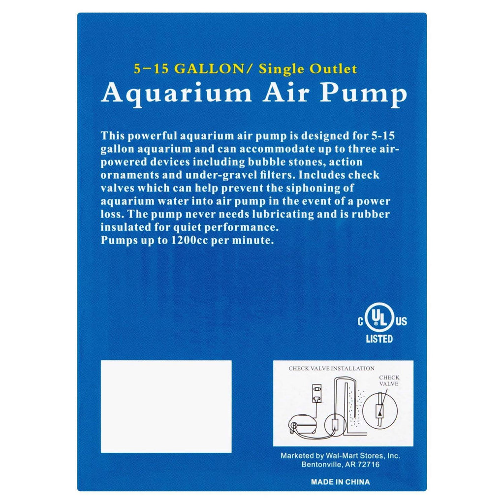 5-15 Gallon Single Outlet Aquarium Air Pump R94763