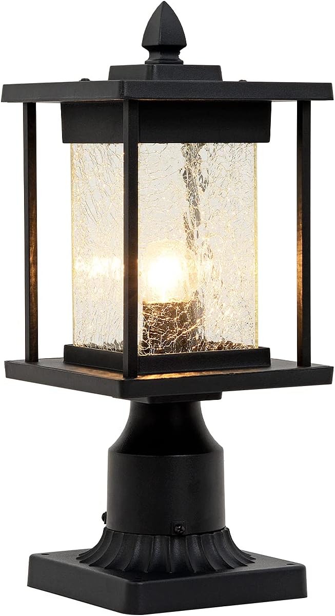 Waterproof Outdoor Post Light with Crackle Glass C635