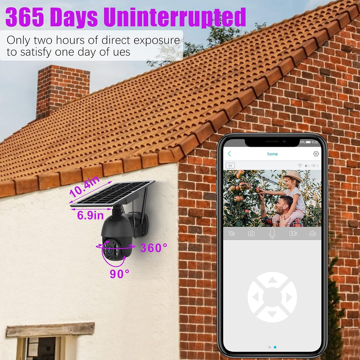 Solar Powered Wireless Security Camera Outdoor Pan Tilt WiFi Waterproof with Spotlight Battery Solar Panel Color Night Vision Motion Detection 2-Way Audio SD&Cloud Storage Black J500