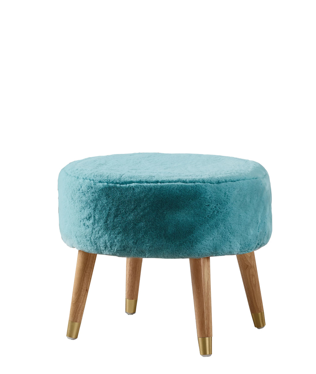 Heavy Faux Fur Oval Ottoman N7964