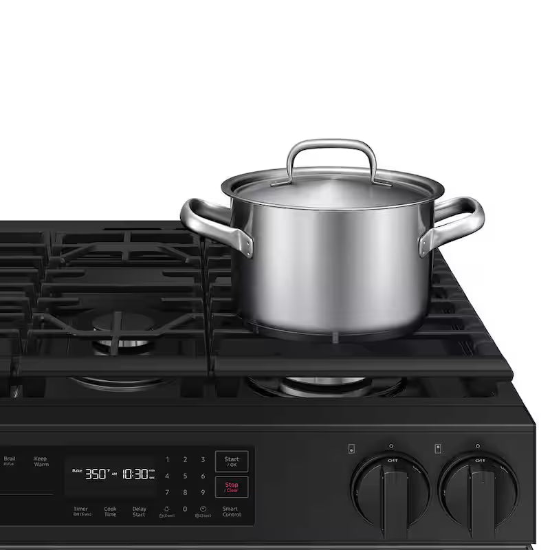 30 in. 6.0 cu. ft. 5 Burner Smart Slide-In Gas Range in Stainless Steel H610574