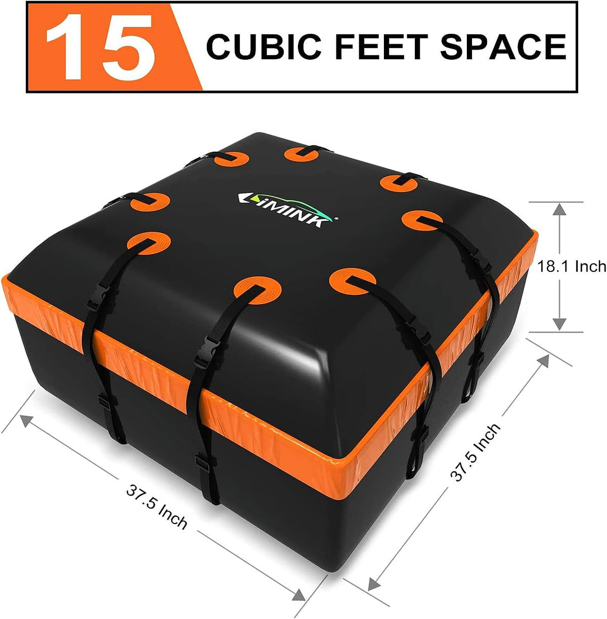 Car Rooftop Cargo Carrier Bag 15 Cubic Feet Waterproof Heavy Duty 800D PVC Soft-Shell Roof Carrier with Storage Bag and Protective Mat T744840