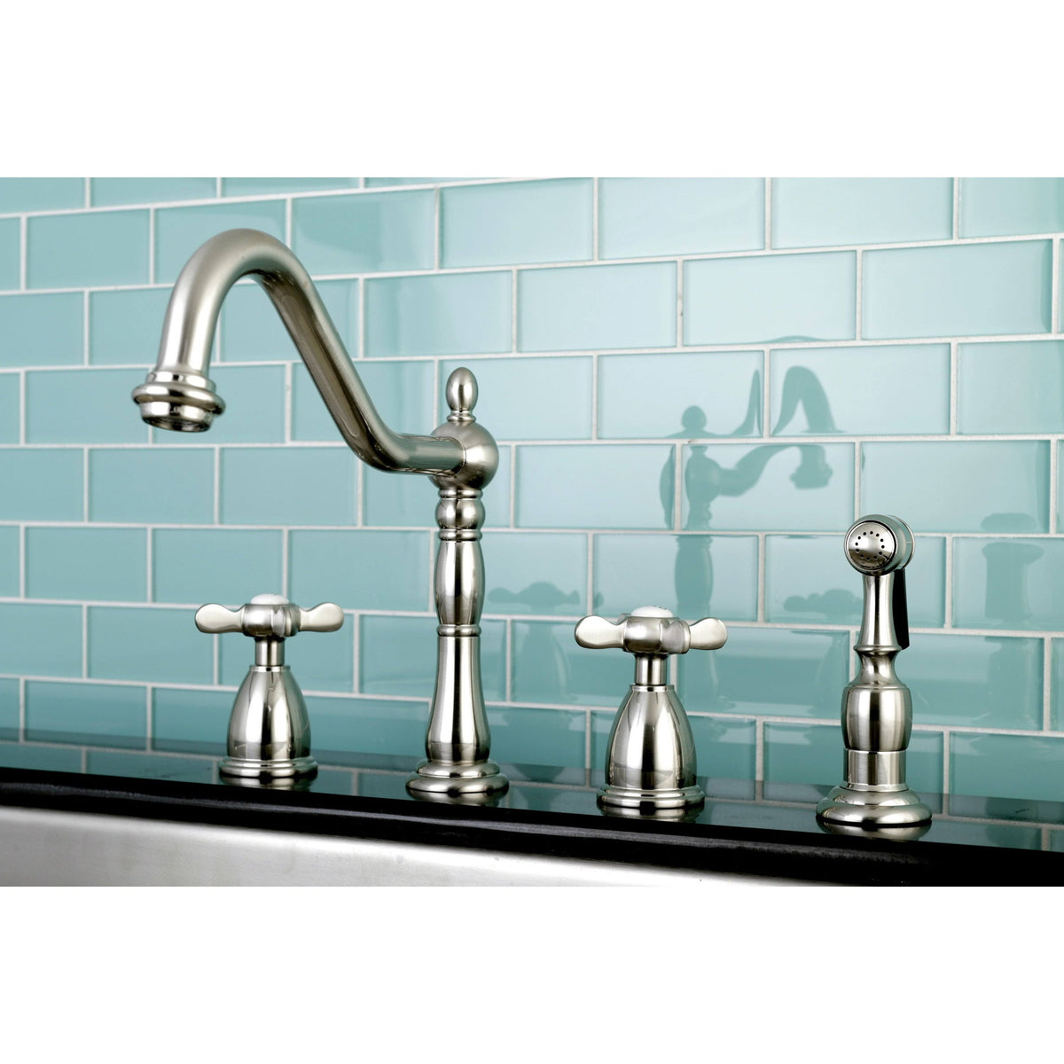 Silver Kitchen Faucet with Side Sprayer P464