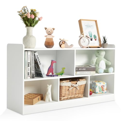 Wooden 2 Shelf 5-Section Toy Storage Organizer K676