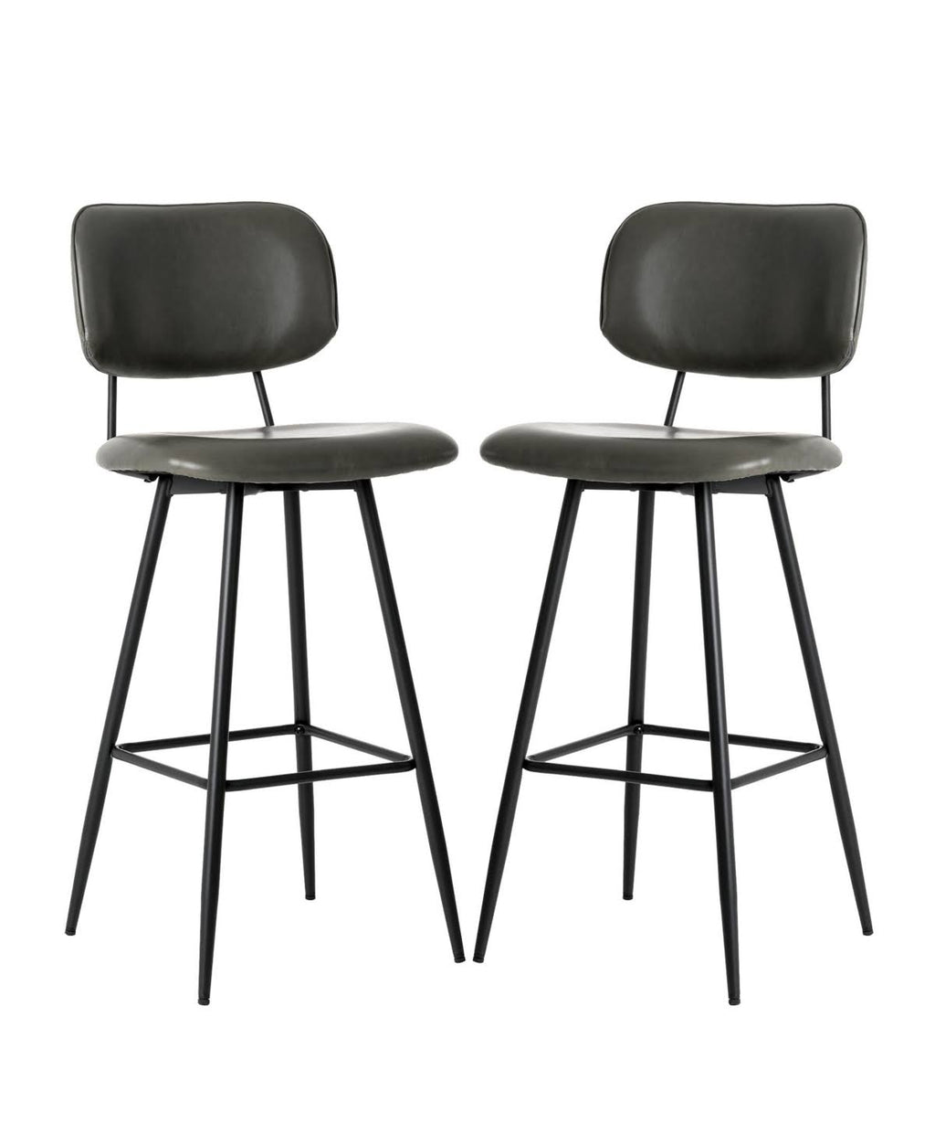 Grey PU Leather Bar Stool with Back, Set of 2 P51229